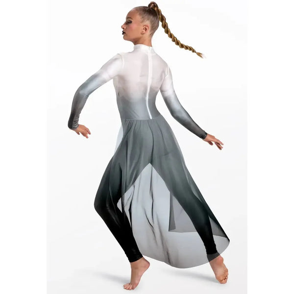 Balera Printed Back Panel Skirted Catsuit Dance Costume