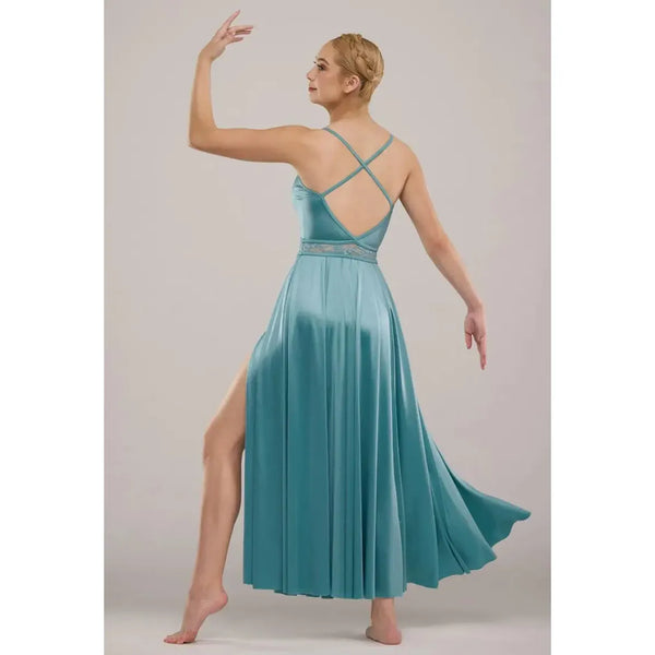 Weissman 'Coffee' Elite Lace Trim Maxi Lyrical Dance Dress