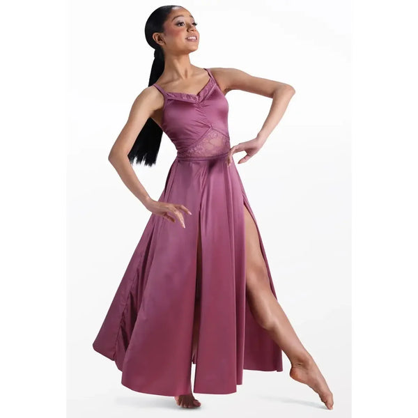 Weissman 'Coffee' Elite Lace Trim Maxi Lyrical Dance Dress