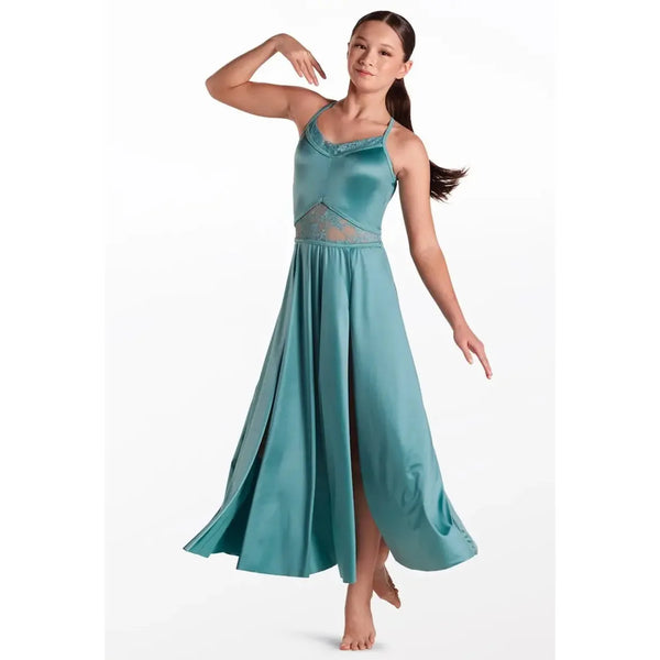 Weissman 'Coffee' Elite Lace Trim Maxi Lyrical Dance Dress