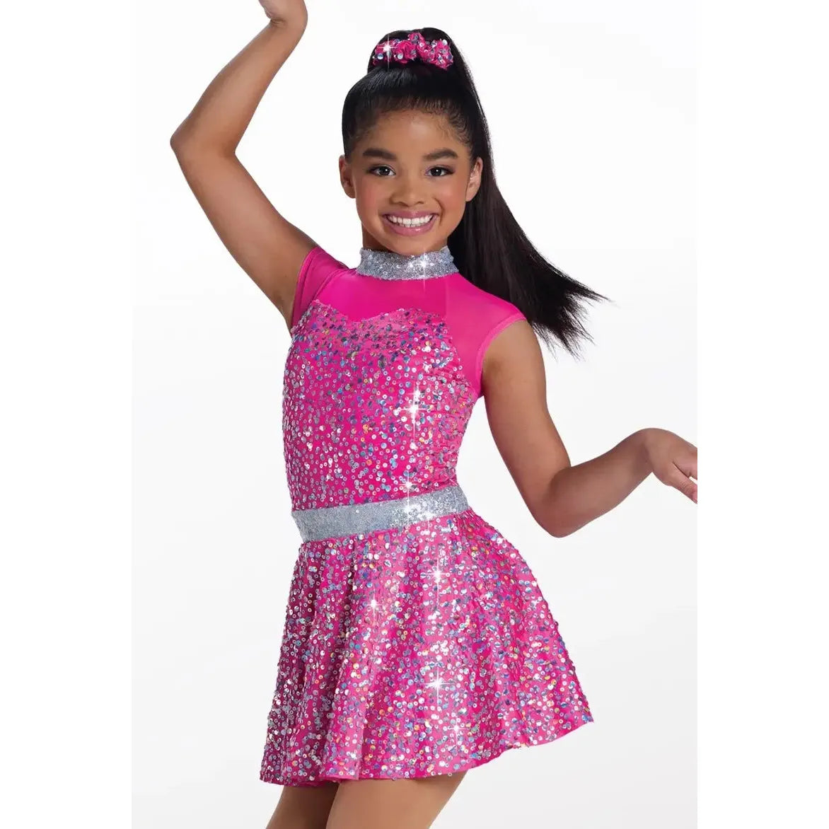 Weissman 'Kiss You' Hologram Sequin Mesh Sleeve Dance Dress