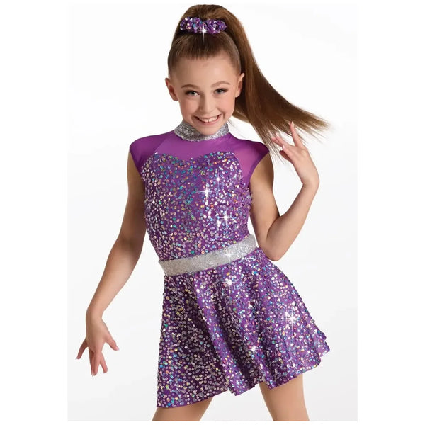 Weissman 'Kiss You' Hologram Sequin Mesh Sleeve Dance Dress