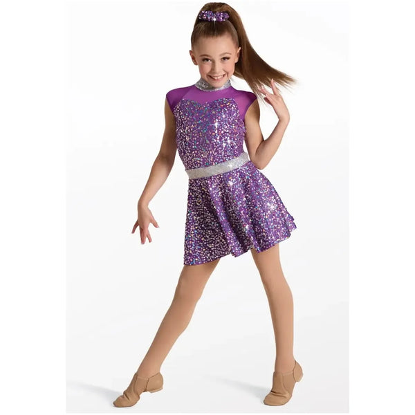 Weissman 'Kiss You' Hologram Sequin Mesh Sleeve Dance Dress