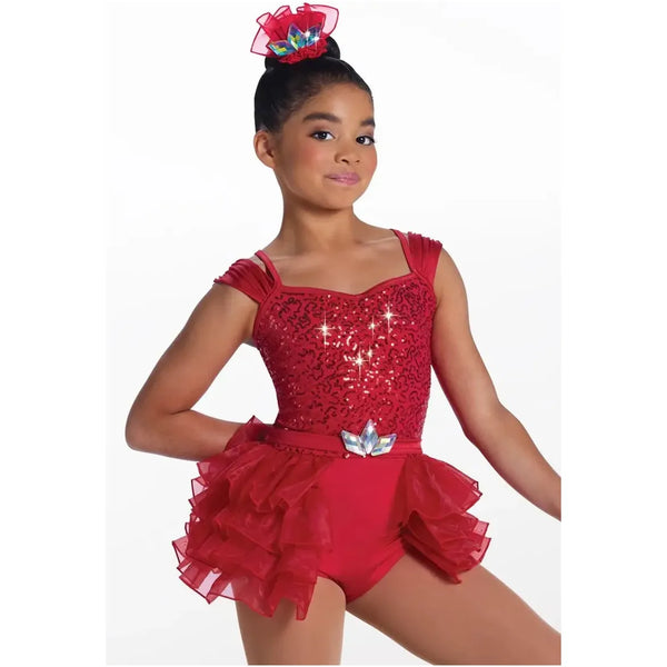Weissman 'Sassy Girl' - Sequin Jazz & Tap Leotard with Organza Bustle