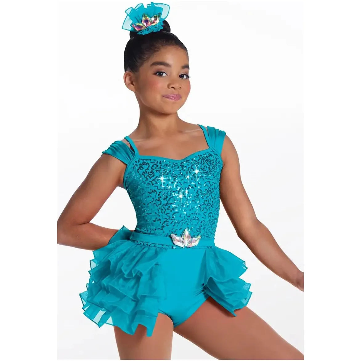 Weissman 'Sassy Girl' - Sequin Jazz & Tap Leotard with Organza Bustle
