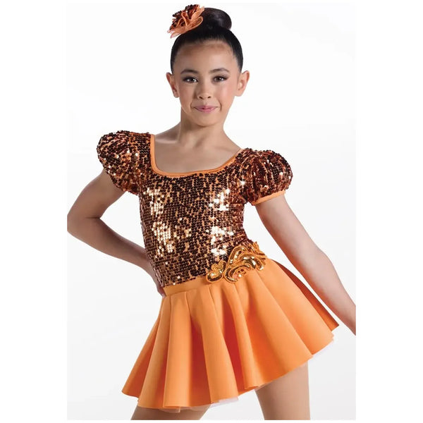Weissman 'How Will I Know' Showtime Puff Sleeve Sequin Skirted Dance Dress