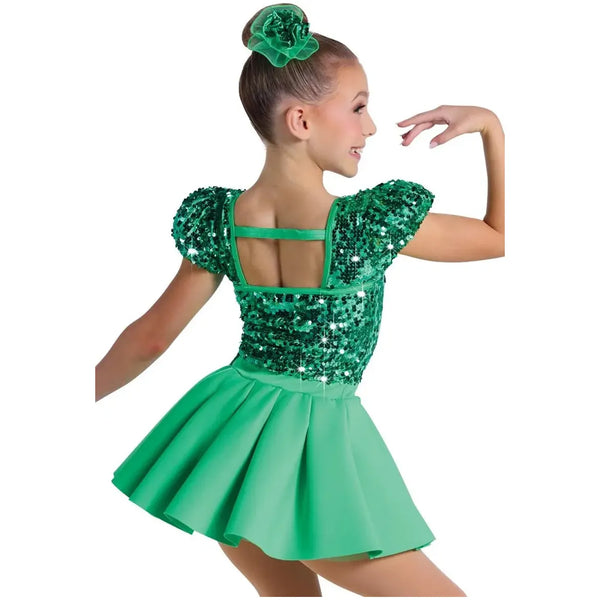 Weissman 'How Will I Know' Showtime Puff Sleeve Sequin Skirted Dance Dress