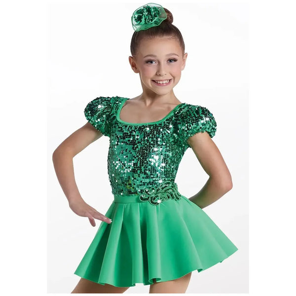 Weissman 'How Will I Know' Showtime Puff Sleeve Sequin Skirted Dance Dress