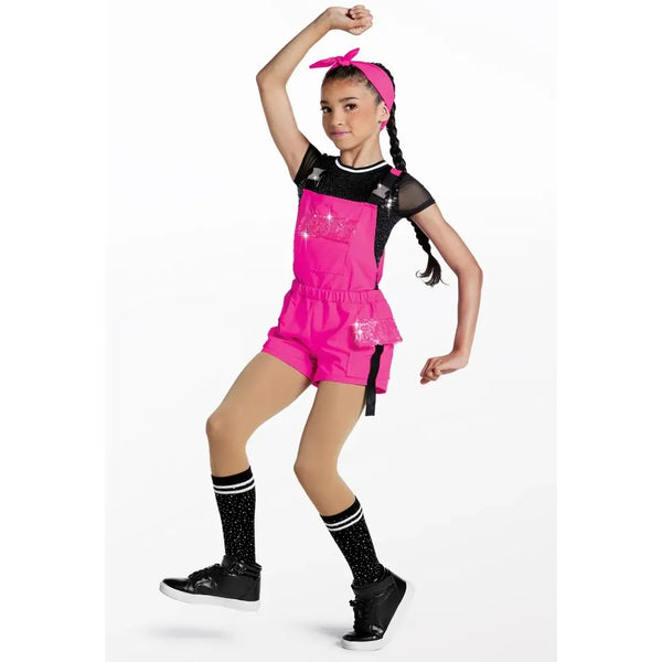 Weissman ‘Worth It’ Sequin Spandex Dungaree Short & Leotard Street Commercial Dance Costume