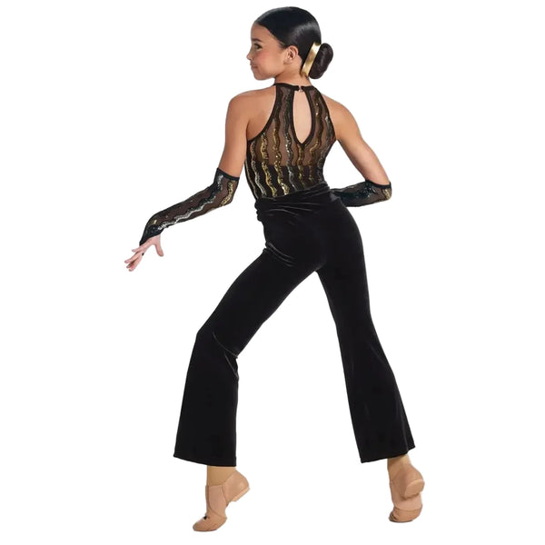 Weissman 'Abracadabra' Wavy Sequin & Velvet Jumpsuit Dance Costume