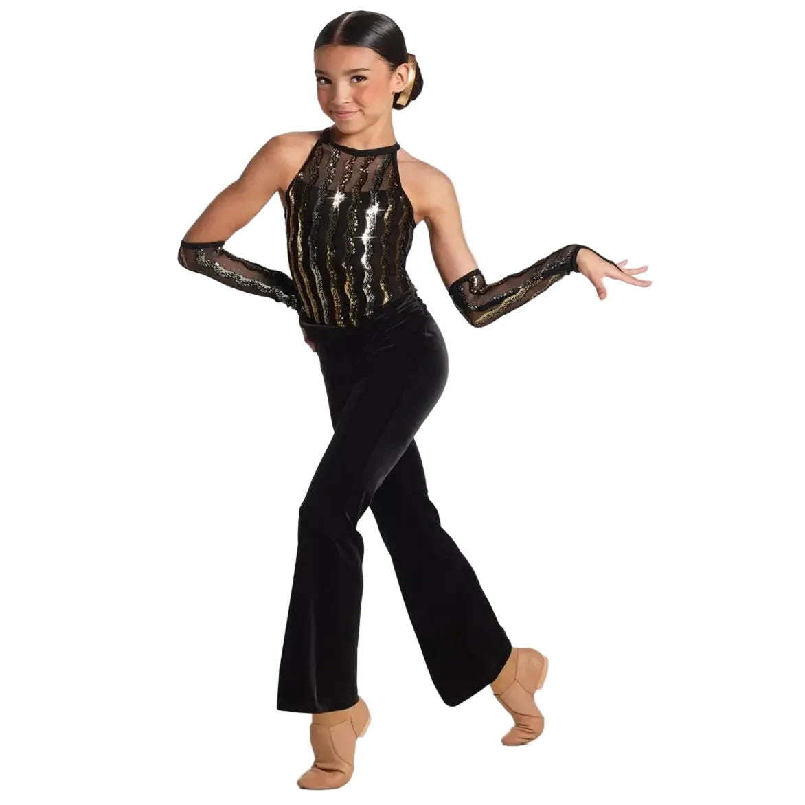 Weissman 'Abracadabra' Wavy Sequin & Velvet Jumpsuit Dance Costume