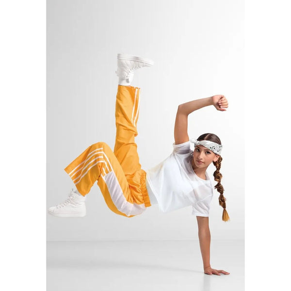 Weissman 'Too Good' Cropped Mesh Tee & Wide-Leg Dance Jumpsuit