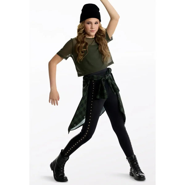 Weissman 'Alright' Studded Unitard & Mesh Tee Street Dance Set