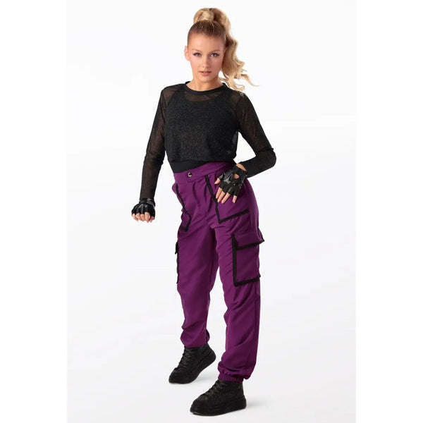 Weissman „Mantra“ Glitzer-Mesh-Lagen-Top und Cargo-Hosen-Set