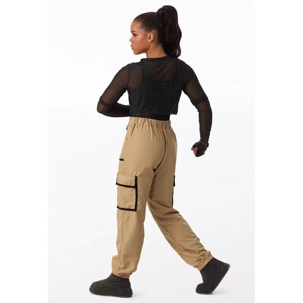 Weissman „Mantra“ Glitzer-Mesh-Lagen-Top und Cargo-Hosen-Set