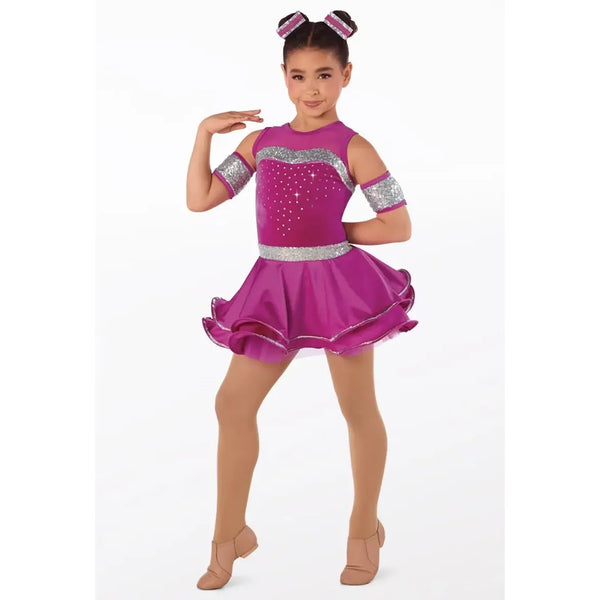 Weissman 'Fix My Crown' Velvet & Crystal Ruffle Dance Dress