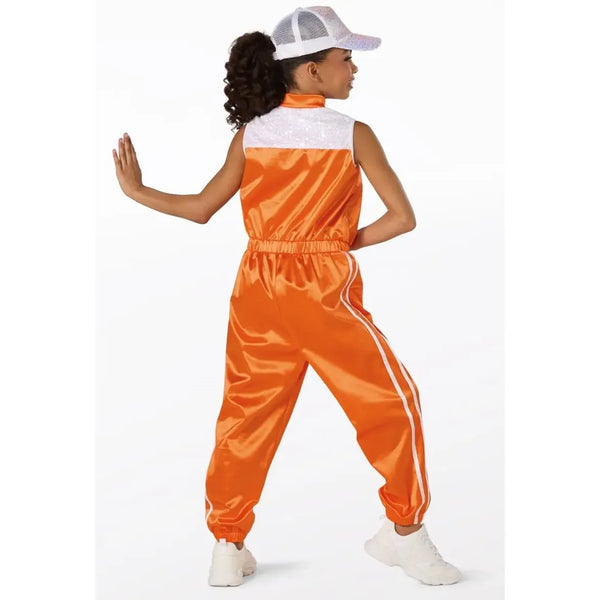 Weissman „Beauty And A Beat“ ärmelloser Satin-Tanzoverall