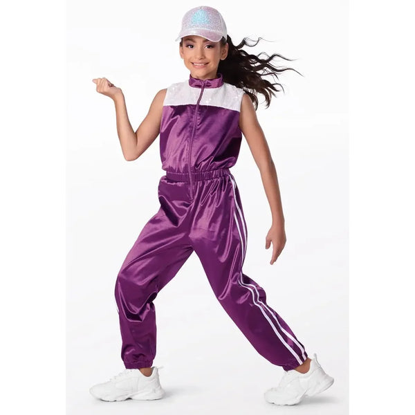Weissman „Beauty And A Beat“ ärmelloser Satin-Tanzoverall