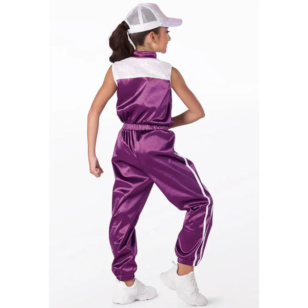 Weissman „Beauty And A Beat“ ärmelloser Satin-Tanzoverall