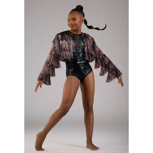 Weissman 'Karma' Tinsel Fringe Jacket & Leotard Dance Costume
