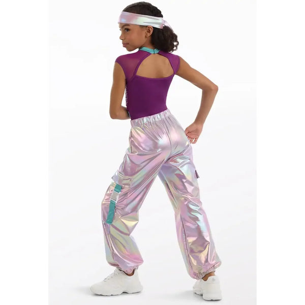 Weissman "Don't Push Me" Pailletten-Trikot und Metallic-Cargo-Jogginghose Street-Dance-Kostüm