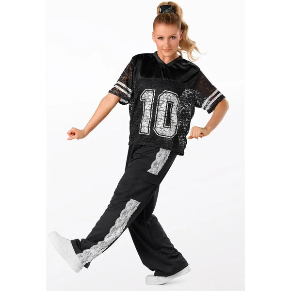 Weissman 'All I Do Is Win' Printed Lace Jersey & Street Dance Jumpsuit