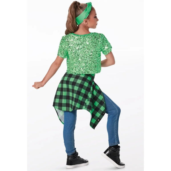 Weissman 'Tear It Down' Sequin Tee, Plaid Shirt with Denim Pant Street Dance Costume