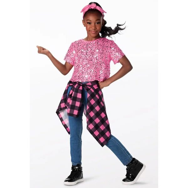 Weissman 'Tear It Down' Sequin Tee, Plaid Shirt with Denim Pant Street Dance Costume