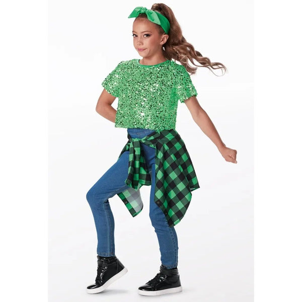 Weissman 'Tear It Down' Sequin Tee, Plaid Shirt with Denim Pant Street Dance Costume