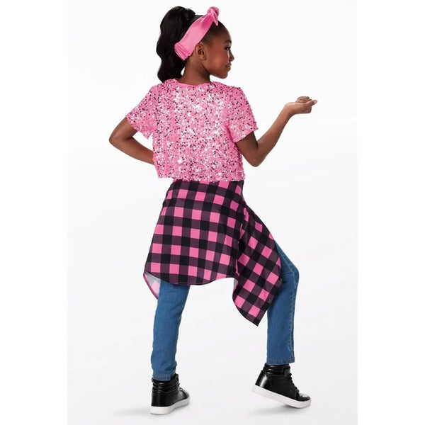Weissman 'Tear It Down' Sequin Tee, Plaid Shirt with Denim Pant Street Dance Costume