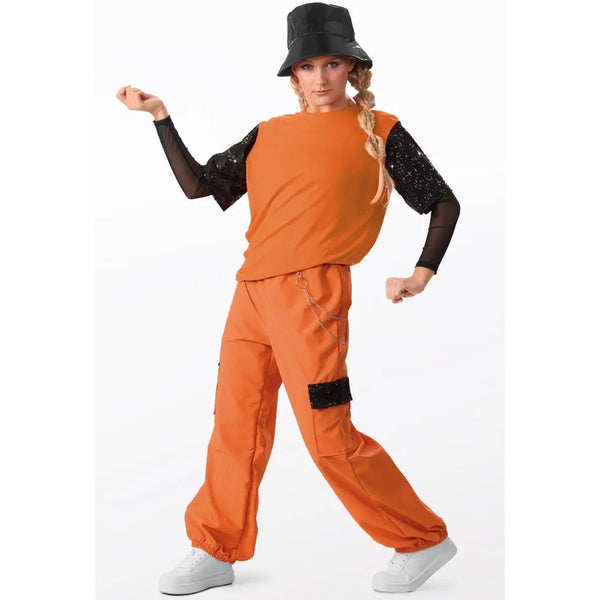 Weissman 'Replay' Sequin & Power Mesh Shirt with Cargo Pants Dance Costume