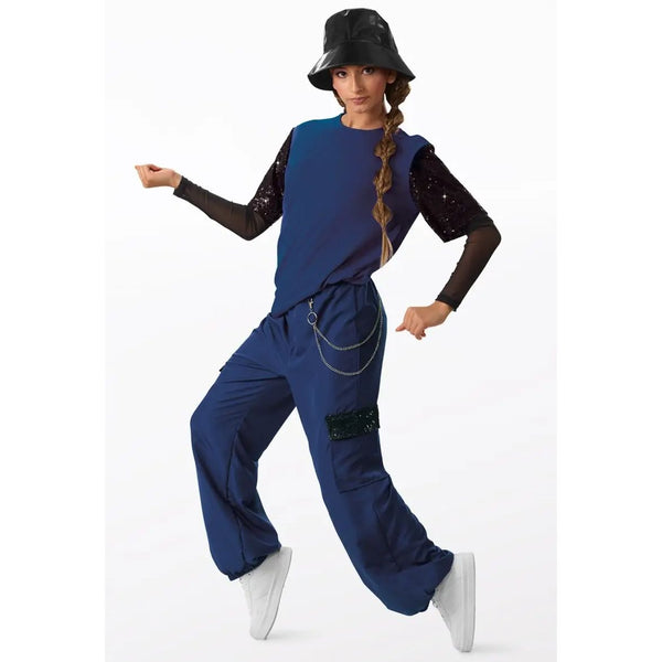 Weissman 'Replay' Sequin & Power Mesh Shirt with Cargo Pants Dance Costume