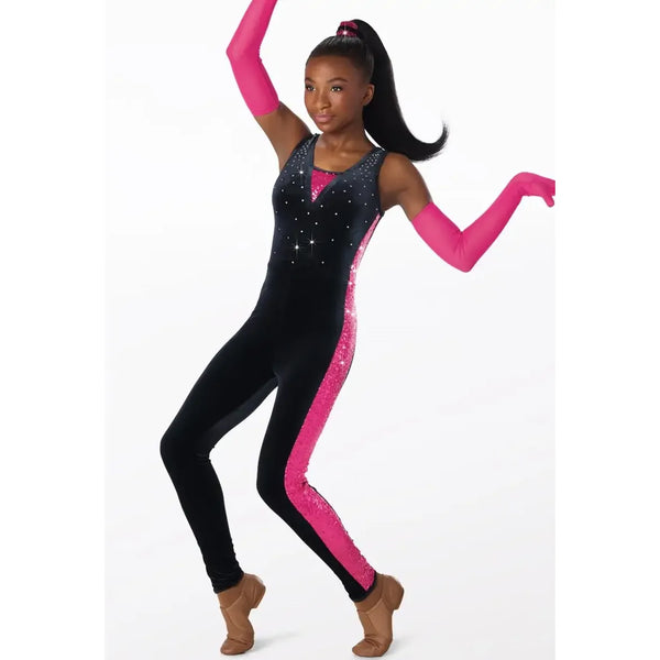 Weissman 'Fancy Footwork' Velvet Jazz Unitard Dance Costume
