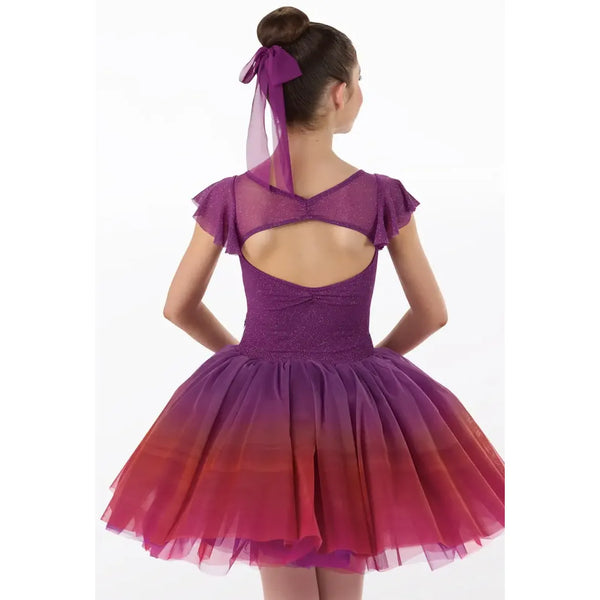 Weissman „Luminary“ Glitzer-Mesh-Kleid mit 3D-Pailletten-Blumenapplikation und Ombré-Haarschleife