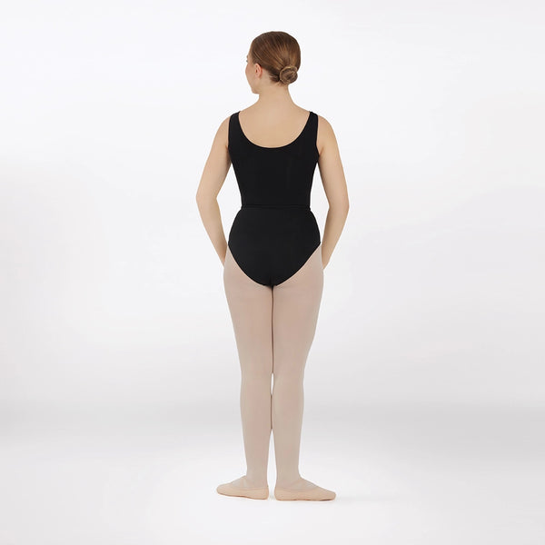 1st Position RAD Approved 'Anna' Black Princess Line Adjustable Ruche Front Dance Leotard Back