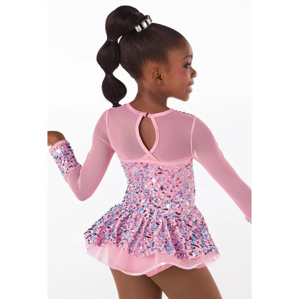 Weissman Samt-Trikot „I Fly“ mit Pailletten, Rüsche und Strass-Haargummi