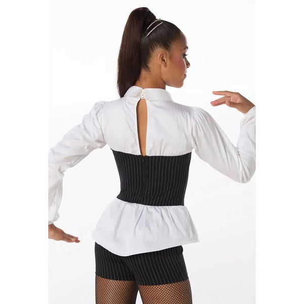 Weissman 'My Way' Pinstripe Corset Biketard Dance Costume