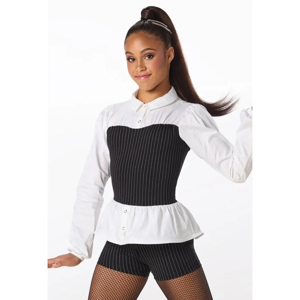 Weissman 'My Way' Pinstripe Corset Biketard Dance Costume