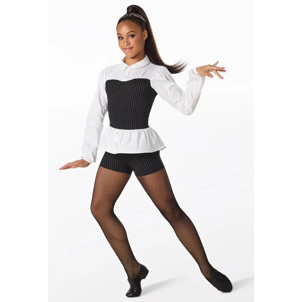 Weissman 'My Way' Pinstripe Corset Biketard Dance Costume