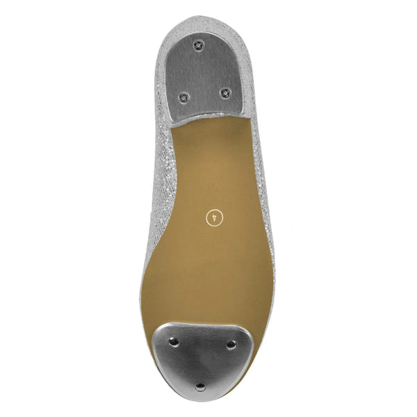 Starlite 'Maisie' Low Heel Silver Glitter Tap Shoes