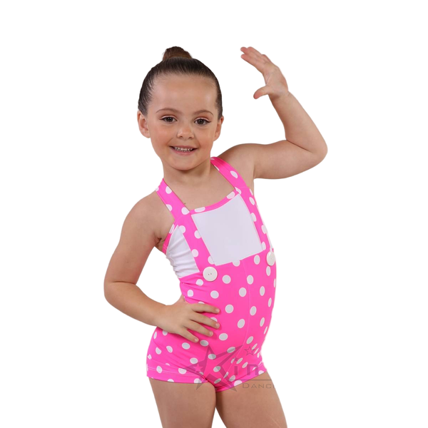 Kinetic 'Playtime' Pink & White Polkadot Lycra Shortard Dance Costume