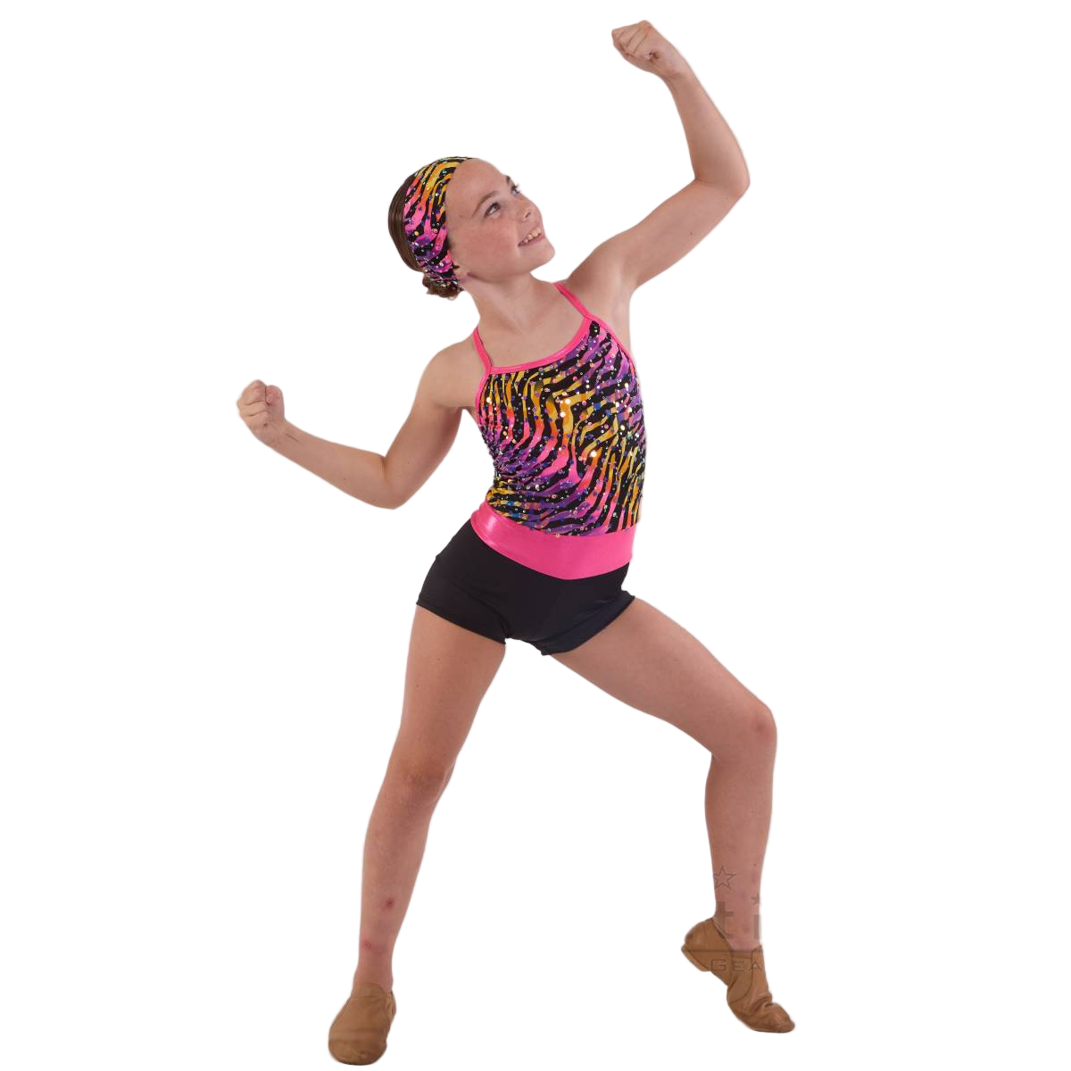 Kinetic 'Africa' Pink Foil Animal Print Dance Shortard Costume
