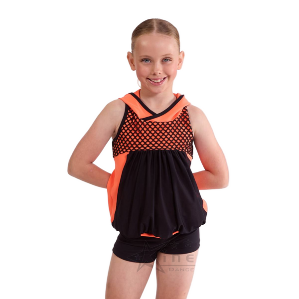 Kinetic 'Scream' Neon Hooded Mesh Top & Shorts Street Commercial Dance Costume