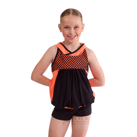 Kinetic 'Scream' Neon Hooded Mesh Top & Shorts Street Commercial Dance Costume