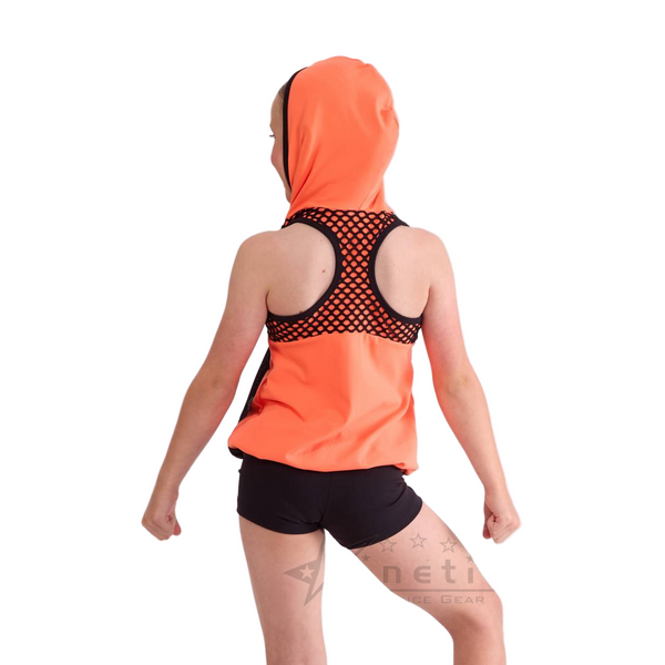 Kinetic 'Scream' Neon Hooded Mesh Top & Shorts Street Commercial Dance Costume