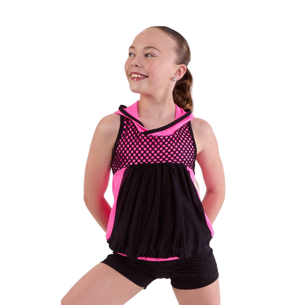 Kinetic 'Scream' Neon Hooded Mesh Top & Shorts Street Commercial Dance Costume