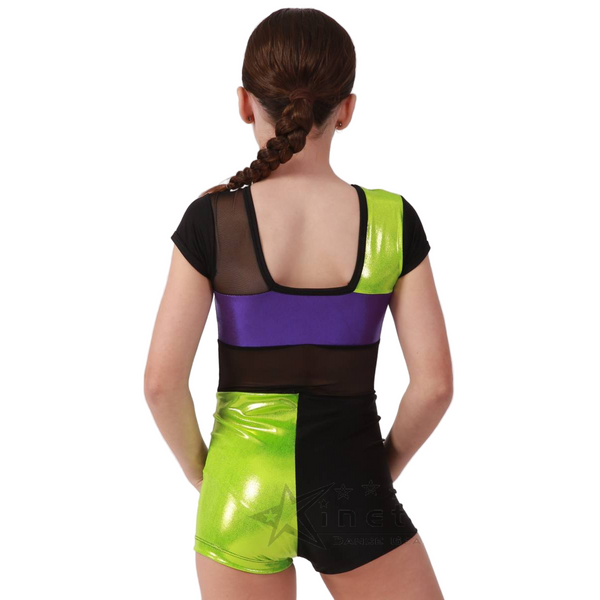 Kinetic 'Flashback' Patchwork Foil Lycra Acro Dance Shortard
