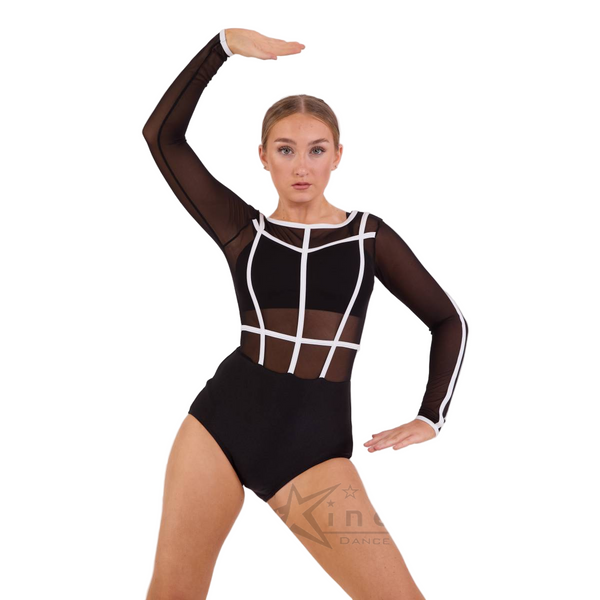 Kinetic Creations 'Nights Like This' Mesh Stripe Dance Leotard