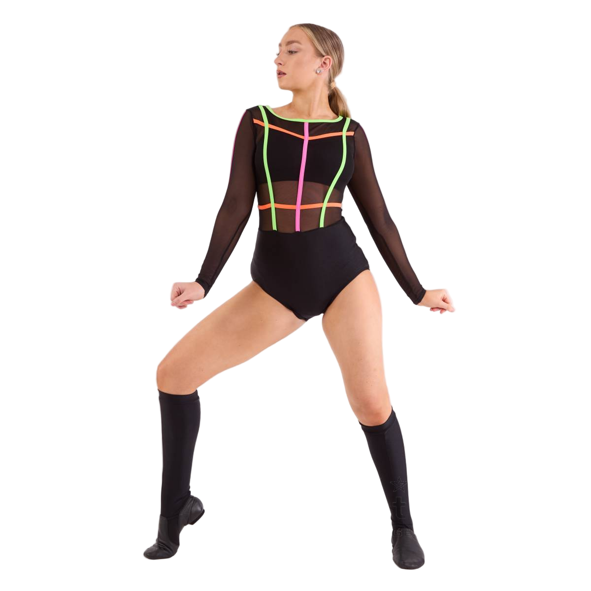 Kinetic Creations 'Nights Like This' Mesh Stripe Dance Leotard