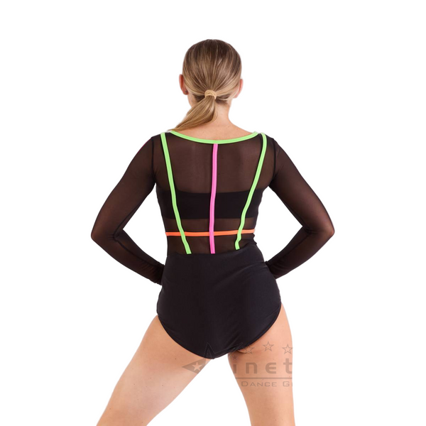Kinetic Creations 'Nights Like This' Mesh Stripe Dance Leotard